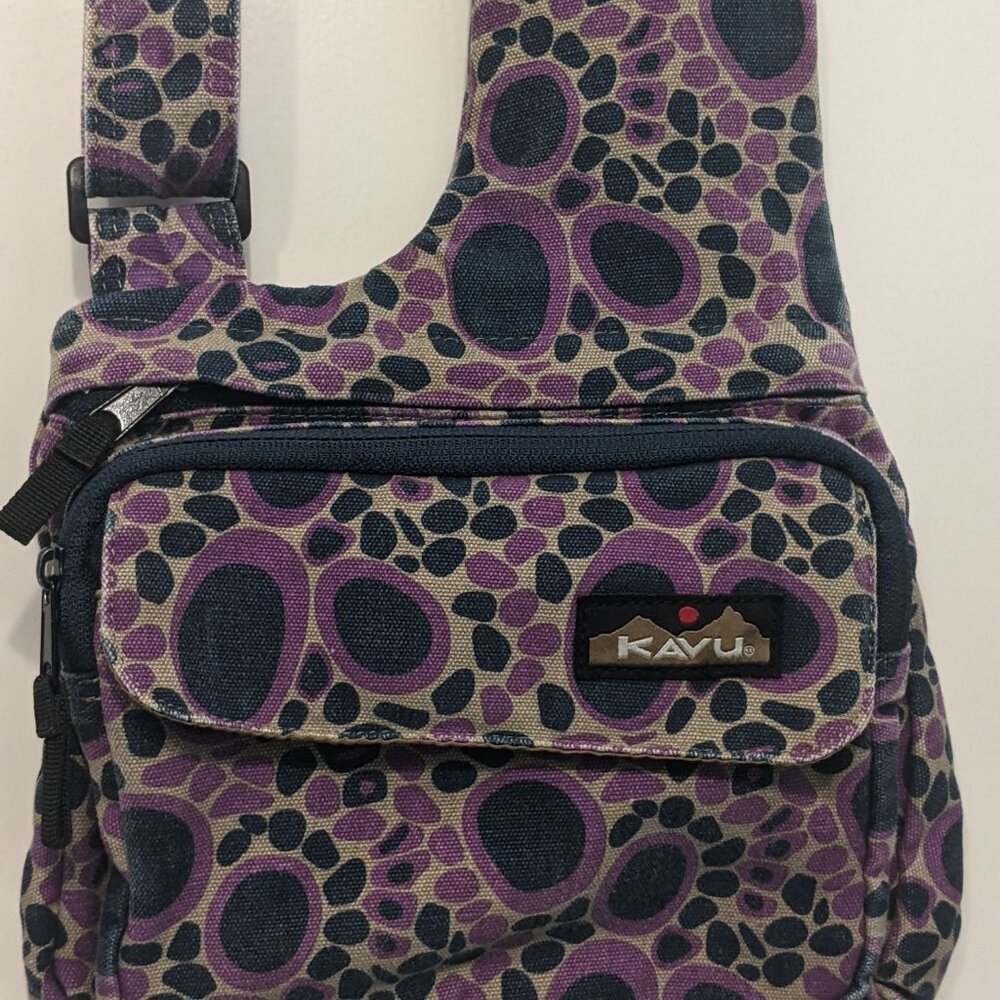 Kavu purple multi-color canvas crossbody bag